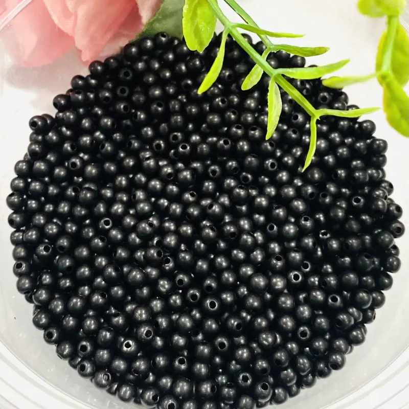 Pérolas Inteiras em ABS com Furo Passante de 4mm - Cor - 299 Preto