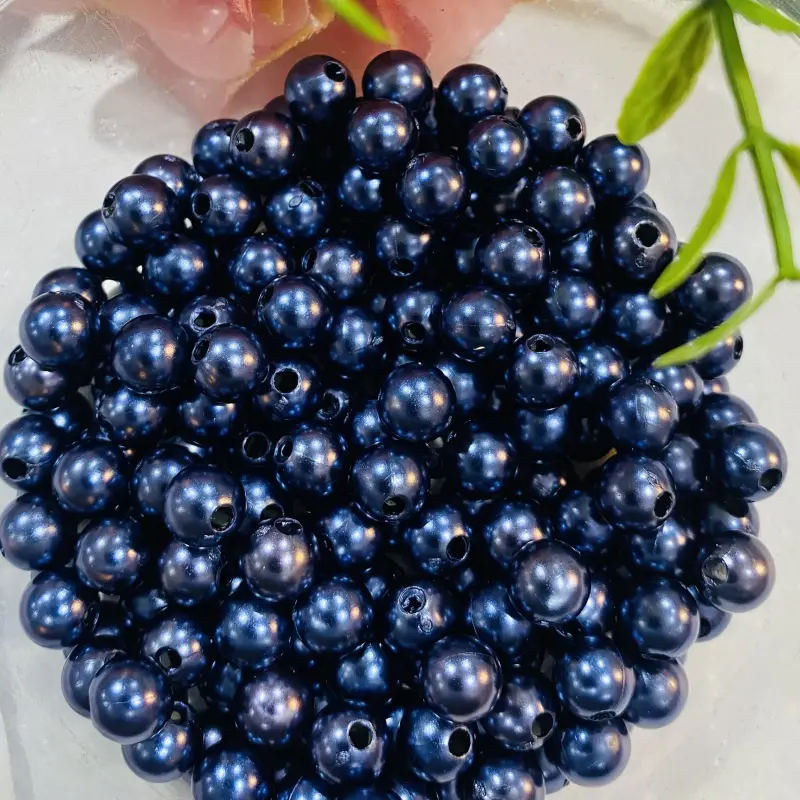 Pérolas Inteiras em ABS com Furo Passante de 8mm - Cor - 38 Azul Marinho