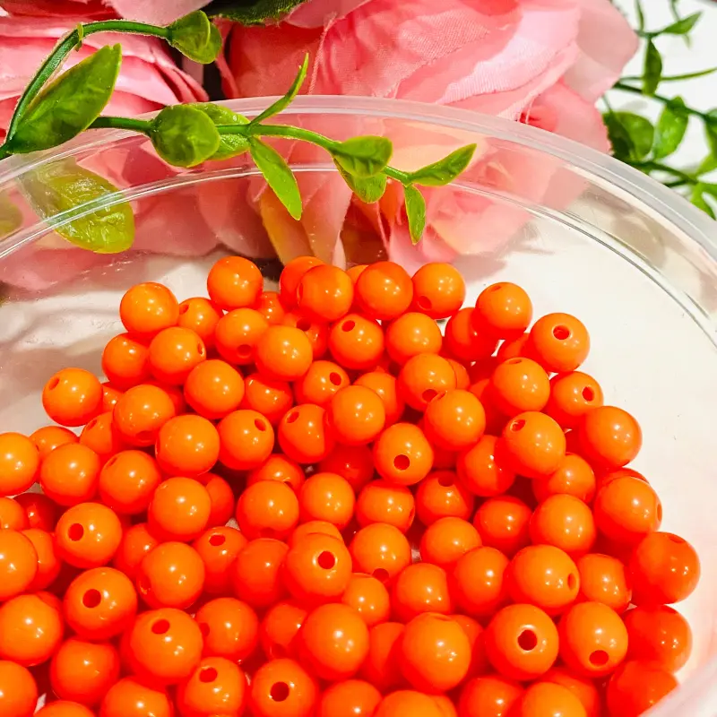 Bolas Leitosas Furo Passante para Pulseiras ou Colares - Laranja Neon 35
