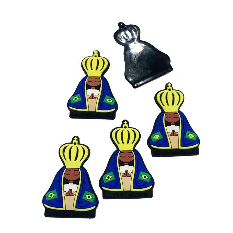 Aplique Emborrachado Religioso para Terços Nossa Senhora de Aparecida Azul 3,5cm X 5cm