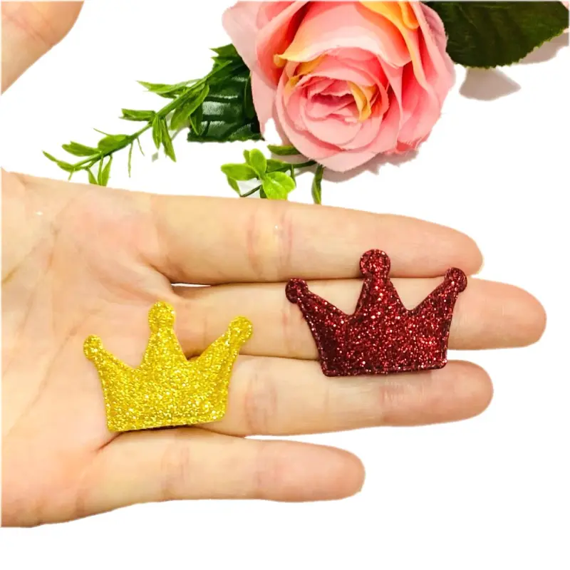 Aplique de Tecido Coroa de Glitter de 2,7cm X 4cm
