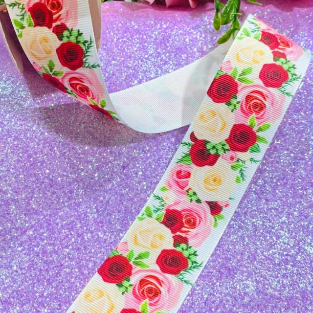 Fita de gorgorão Personalizada de 38mm - P_Floral Clara