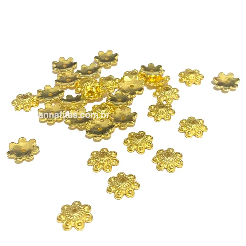 Tulipas ABS OURO modelo flor de 12mm com 10g aproximadamente 70 unidades - Dourado